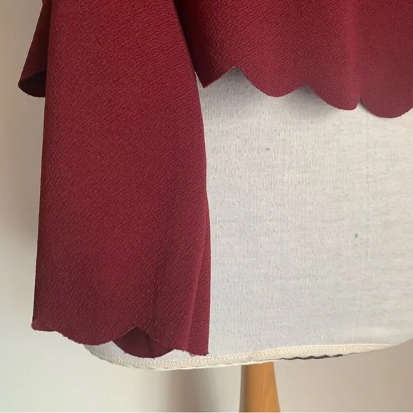 New Look Long Sleeve Top Burgundy Round Neck Stretch Waist Length UK Size 16 - Picture 5 of 8